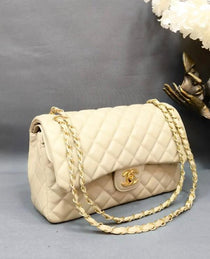 Chanel-Inspired Jumbo shoulder Bag (Apricot)