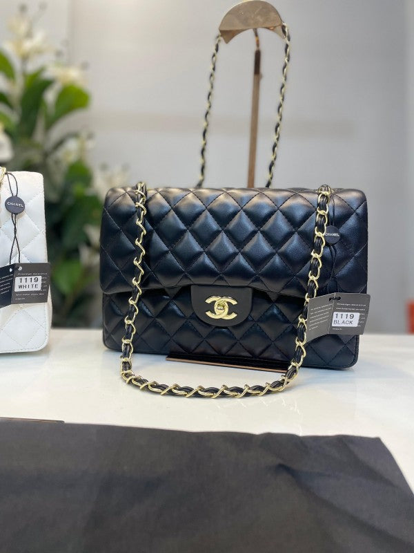 Chanel-Inspired Jumbo Shoulder Bag (Black) Main image