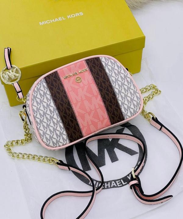 MK-Inspired Oval Crossbody Bag (Pink) Main image