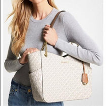 MK-Inspired jet set travel Tote Bag with Dust Bag (Biege-Brown)