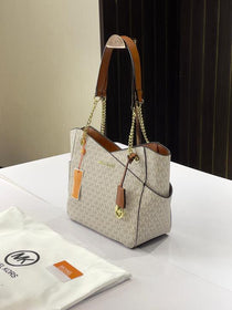 MK-Inspired jet set travel Tote Bag with Dust Bag (Biege-Brown)