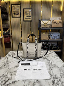 Marc Jacobs-Inspired Wisteria Small Leather Tote Bag With Dust Bag (white)