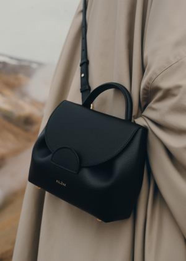 Polene Numero Inspired Un Leather Backpack With Box And Dust Bag (Black)