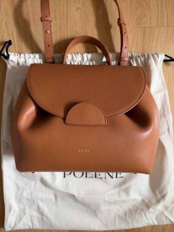 Polene Numero Inspired Un Leather Backpack With Box And Dust Bag (Brown)