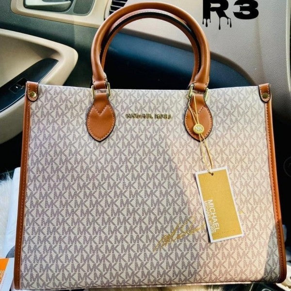MK-Inspired Signature Tote Bag With Dust Bag (Beige Brown)