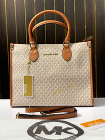 MK-Inspired Signature Tote Bag With Dust Bag (Beige Brown)