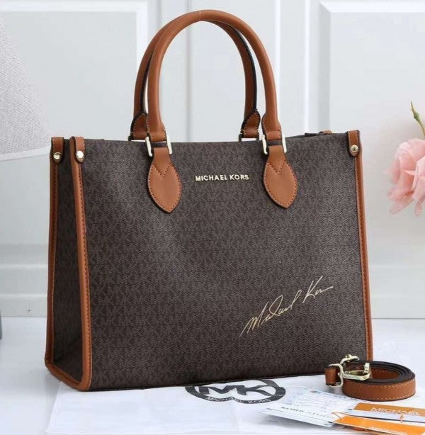 MK-Inspired Signature Tote Bag With Dust Bag (Coffee Brown)