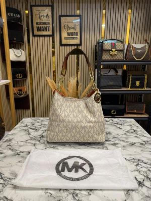 MK-Inspired Fulton Handbag With Dust Bag (Beige)