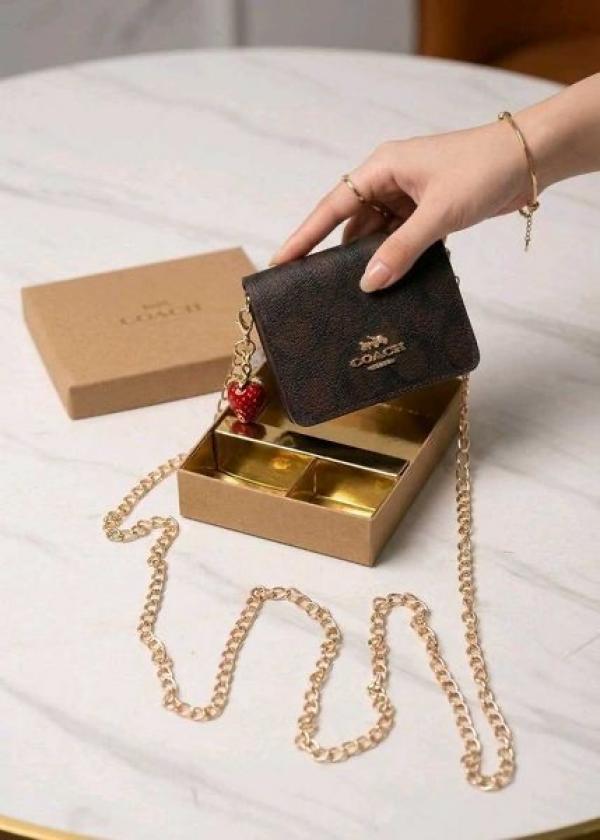 C-Inspired Mini Chain Wallet With Box (Coffee)