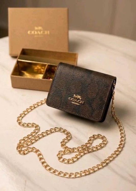 C-Inspired Mini Chain Wallet With Box (Coffee)