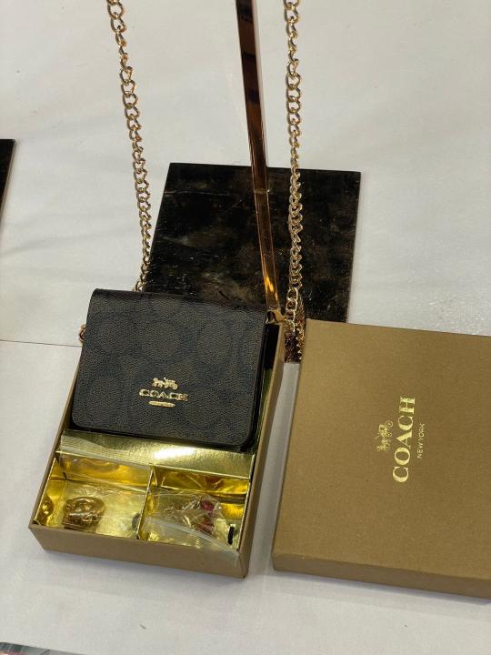 C-Inspired Mini Chain Wallet With Box (Coffee)