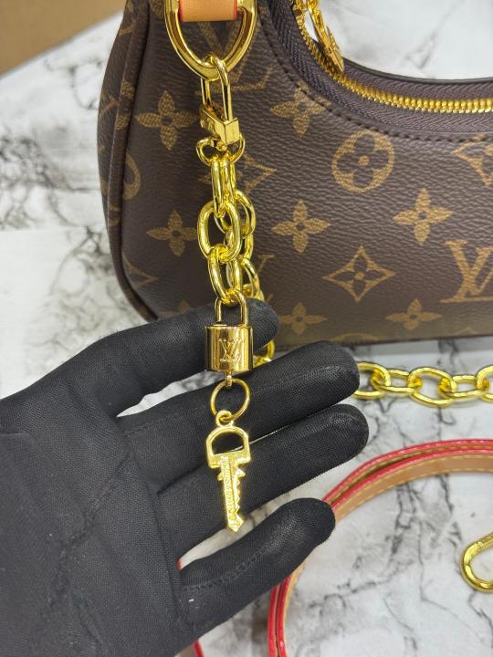 LV-Inspired Mini Loop Monogram Empreinte Chain Shoulder Bag With Box & Dust Bag (Brown)