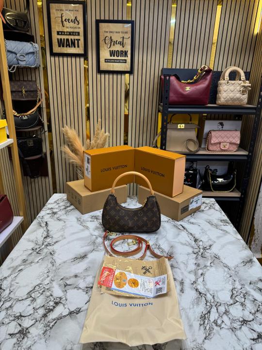 LV-Inspired Mini Loop Monogram Empreinte Chain Shoulder Bag With Box & Dust Bag (Brown)