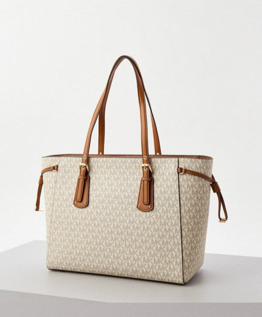 MK-Inspired Voyager Tote Bag (Biege-Brown)