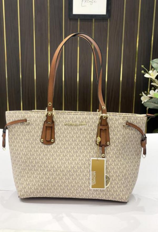 MK-Inspired Voyager Tote Bag (Biege-Brown)