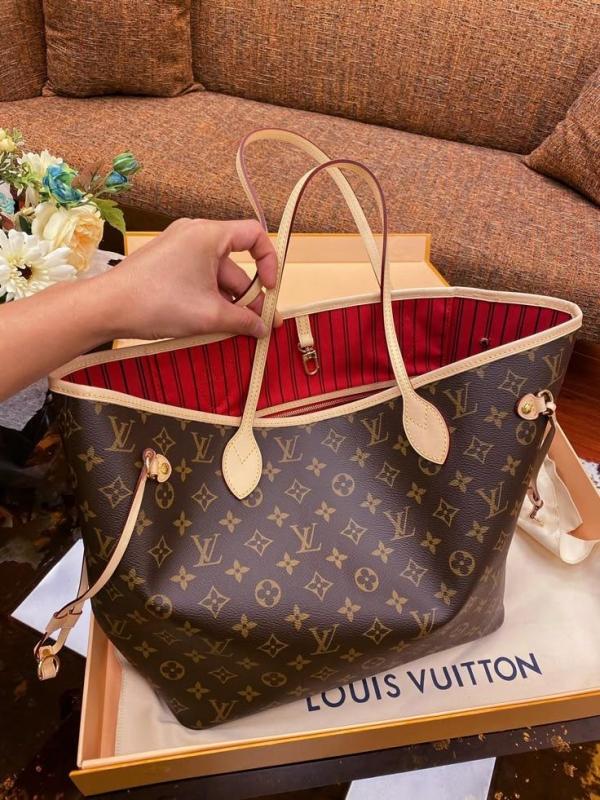 LV-Inspired Neverfull Premium Quality Tote Bag With Box And Dust Bag (Brown monogram)