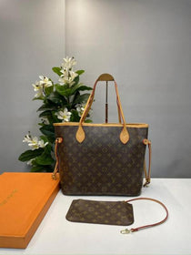 LV-Inspired Neverfull Premium Quality Tote Bag With Box And Dust Bag (Brown monogram)