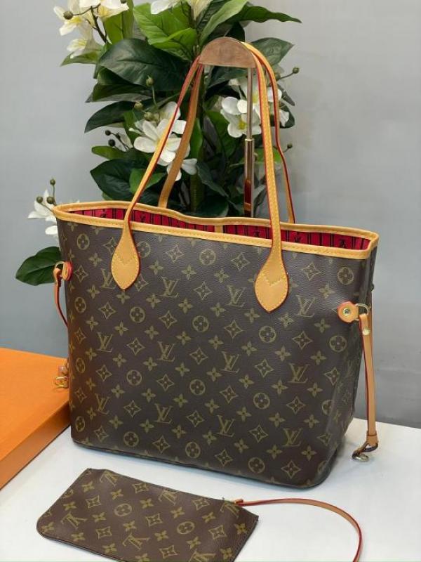 LV-Inspired Neverfull Premium Quality Tote Bag With Box And Dust Bag (Brown monogram) Secondary image