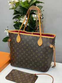 LV-Inspired Neverfull Premium Quality Tote Bag With Box And Dust Bag (Brown monogram)