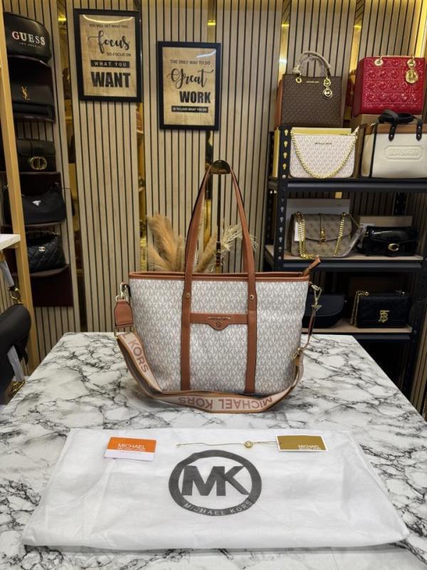 MK-Inspired Tote Bag With Brand Dust Bag (Beige-Brown) Secondary image