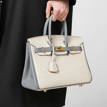 H-Inspired Birkin Style 25 Pebbled Leather Tote Bag With Magnetic Box And Dust Bag (Orchid)