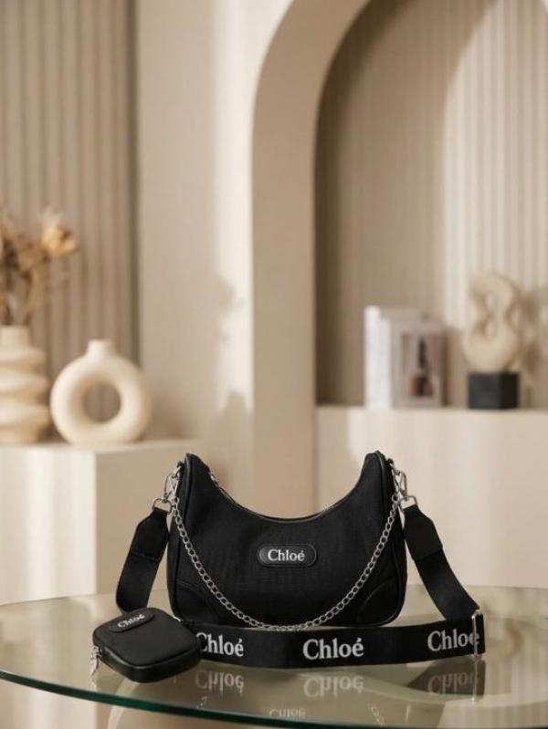 Chloe-Inspired Shoulder Chain Canvas Sling Bag With Box