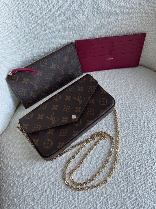LV-Inspired Fleicie With Two Utility Pouches With Box