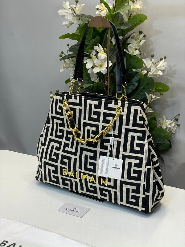 Balmain Jacquard Tote Bag With Dust Bag
