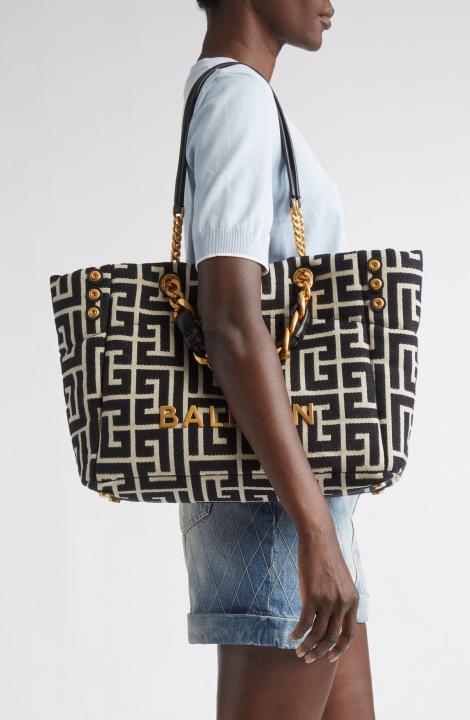 Balmain Jacquard Tote Bag With Dust Bag