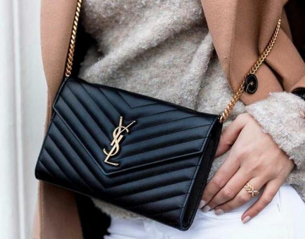 Ysl-Inspired Envelope Chain Sling Bag With Box (Black)