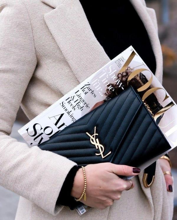 Ysl-Inspired Envelope Chain Sling Bag With Box (Black) Secondary image