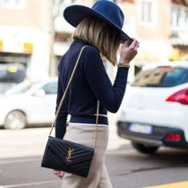 Ysl-Inspired Envelope Chain Sling Bag With Box (Black)