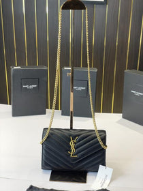 Ysl-Inspired Envelope Chain Sling Bag With Box (Black)