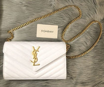 Ysl-Inspired Envelope Chain Sling Bag With Box (White)
