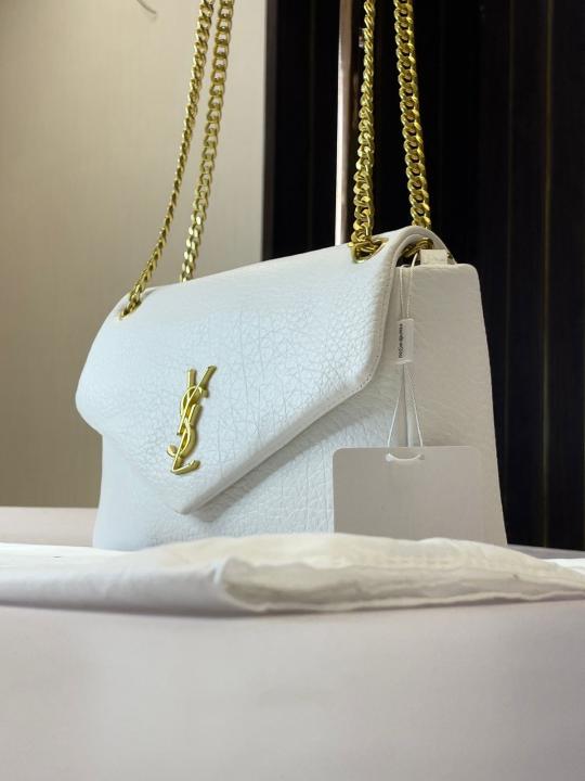 YSL-Inspired Calypso Shoulder Bag With Dust Bag (White)