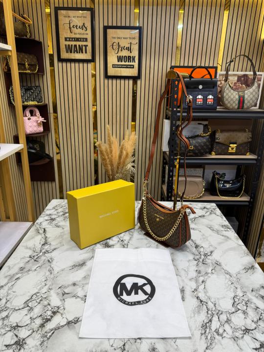 MK-inspired Charm Shoulder Bag With Box And Dust Bag (Coffee)
