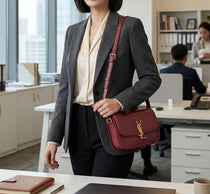 Ysl-Inspired Solferino Shoulder Bag With Box (Wine)