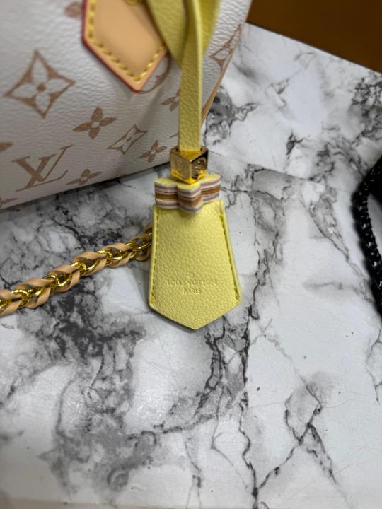 LV-inspired Monogram Eclipse Speedy Chain Bag (White)