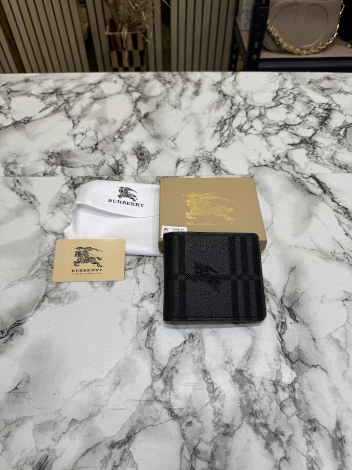 Burberry Inspired London Check Leather Bifold Wallet Black