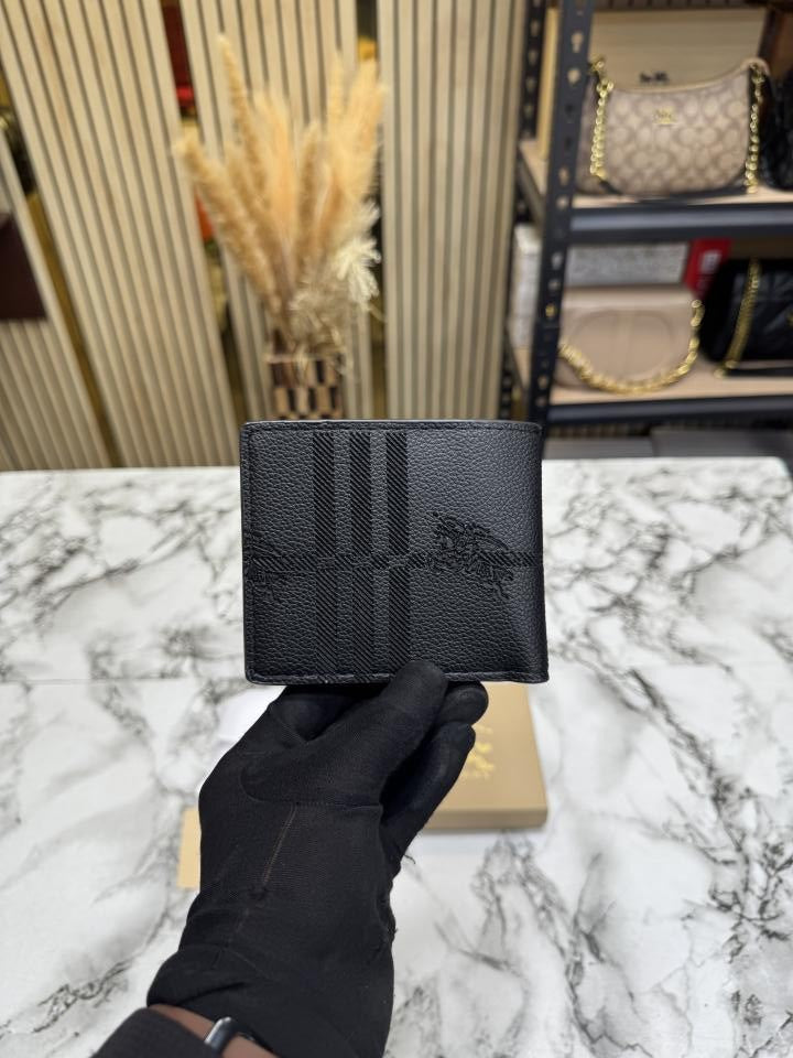 Burberry Inspired London Check Leather Bifold Wallet Black