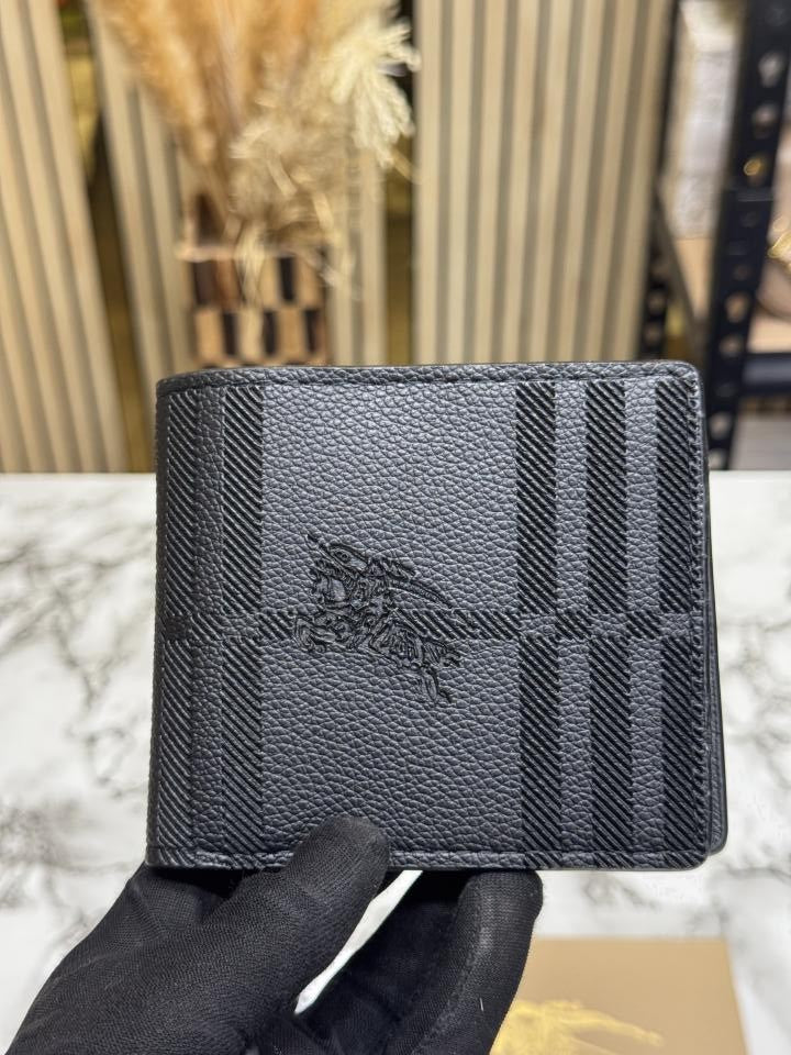 Burberry Inspired London Check Leather Bifold Wallet Black
