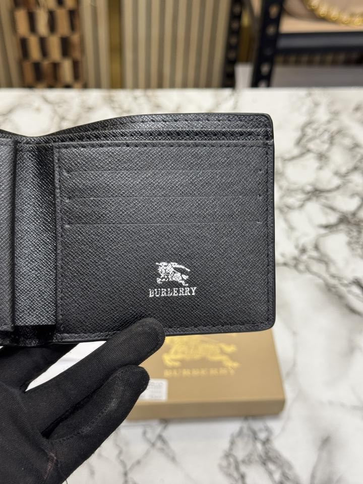 Burberry Inspired London Check Leather Bifold Wallet Black
