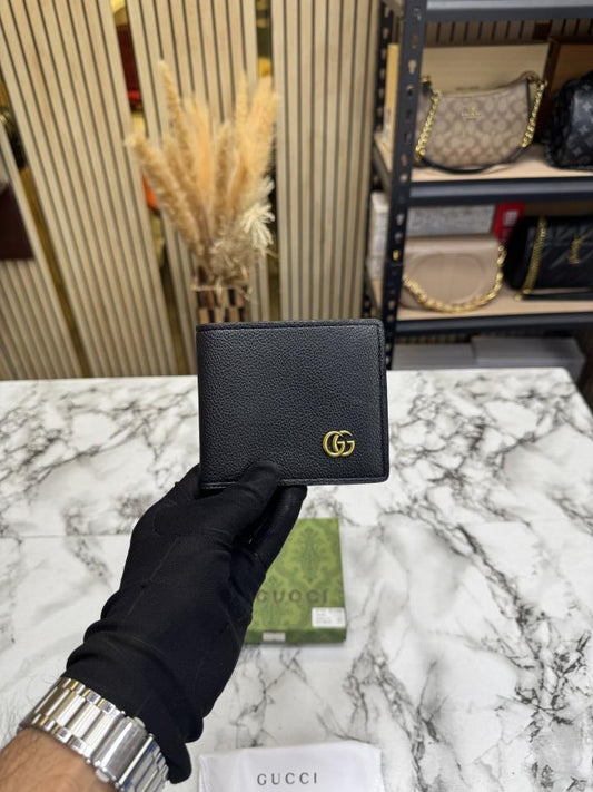 G-Inspired GG Marmont Leather Bifold Wallet With Box And Dust Bag (Black)