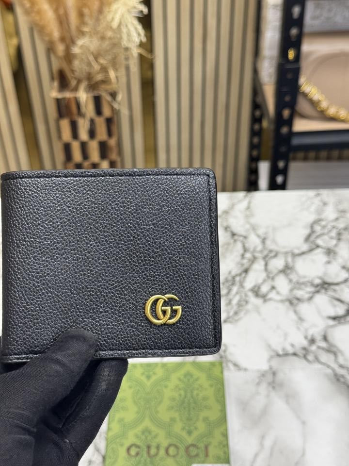 G-Inspired GG Marmont Leather Bifold Wallet With Box And Dust Bag (Black)