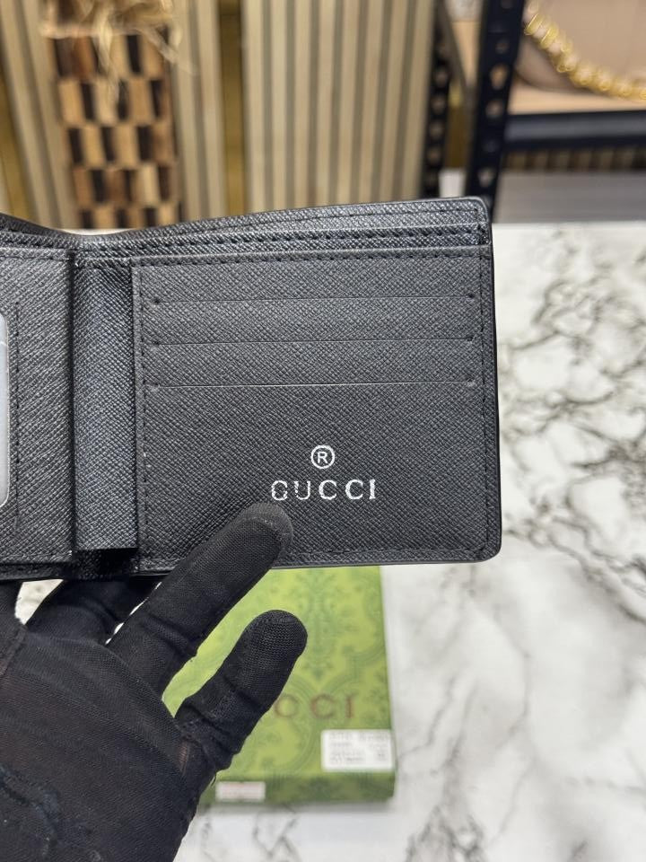 G-Inspired GG Marmont Leather Bifold Wallet With Box And Dust Bag (Black)