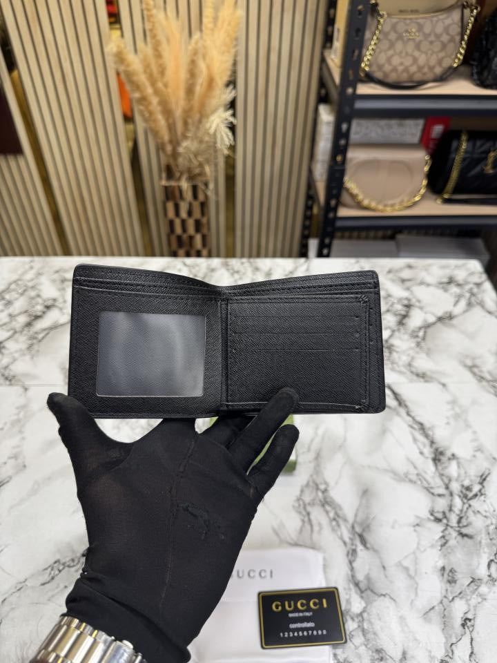 G-Inspired GG Marmont Leather Bifold Wallet With Box And Dust Bag (Black)