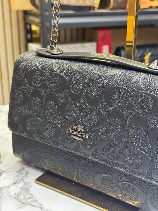 C-Inspired Klare Signature Embossed Crossbody Bag With Box And Dust Bag (Black)