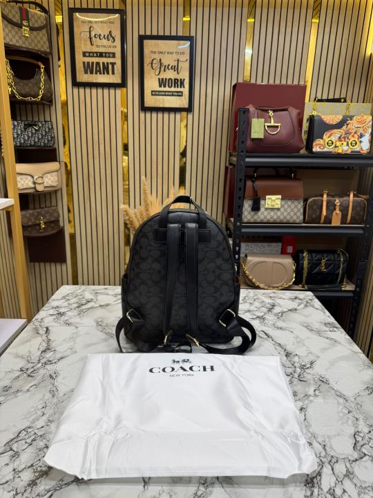 C-inspired Leather Court With Dust Bag Premium Quality Backpack [BLACK]