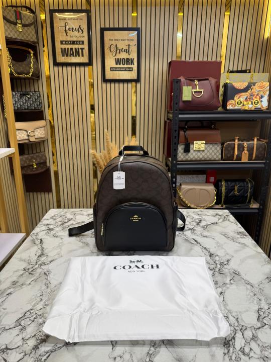 C-Inspired Leather Court With Dust Bag Premium Quality Backpack [Coffee]