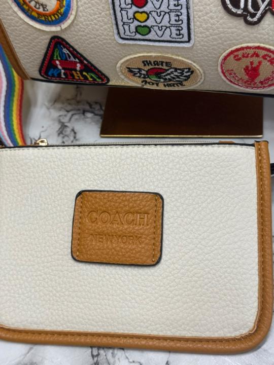C-Inspired City Patchwork Tote Bag With Matching Zip Wallet Rainbow Strap Box And Dust Bag